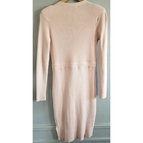GUESS Dress Women's Medium Pink Knit Body Con Rose Gold Buttons - Picture 6 of 8